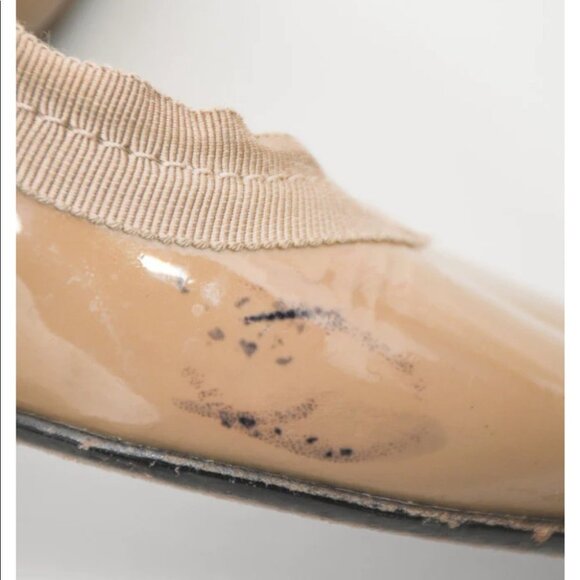 LANVIN TAN PATENT LEATHER POINTED TOE FLATS WITH RIBBON TRIM SIZE 36 - Picture 7 of 16